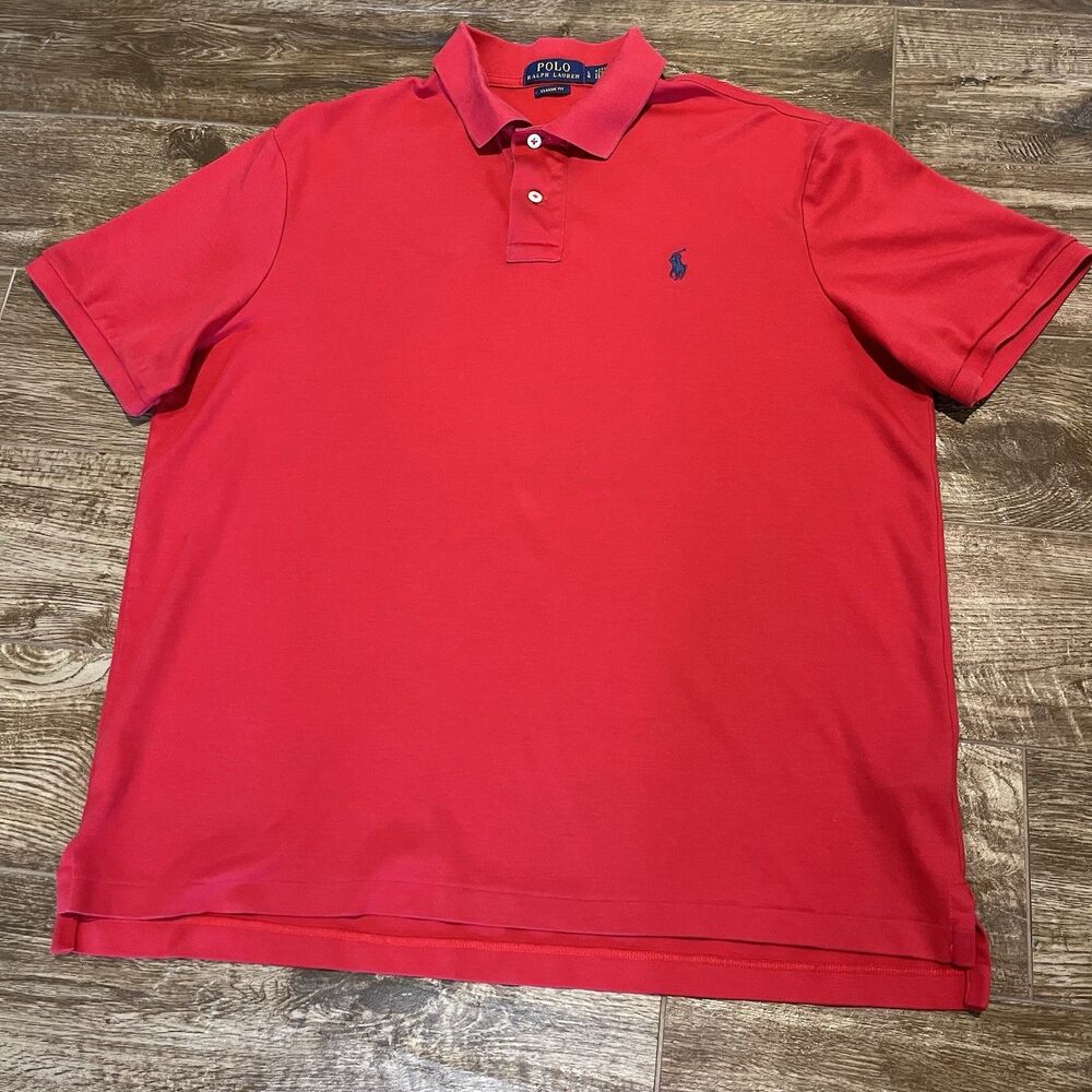 Polo Ralph Lauren Polo Shirt Men's Large Red Classic Fit Golf Cotton Preppy